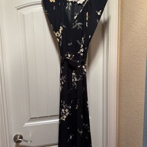 LOFT Black and Yellow Floral Dress